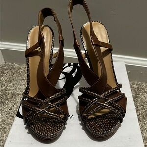 Nine West Brown Strappy Heels